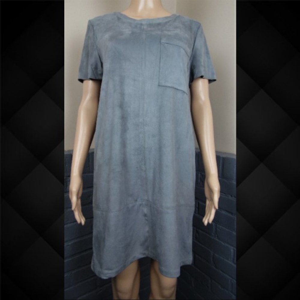 Allen B. Grey Faux Suede Dress Size Large